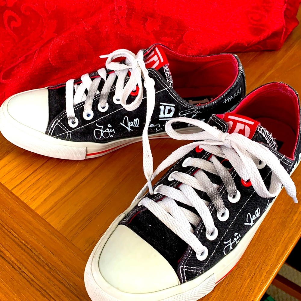 1D One Direction low top autographed sneakers.